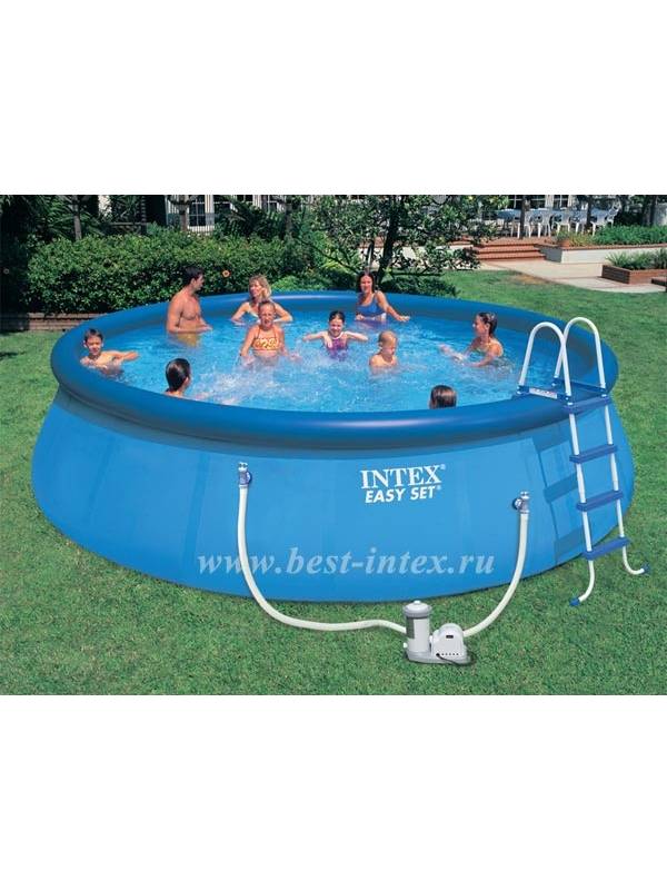 28176 Надувной бассейн Easy Set 549х122 см, Intex + фильтр-насос, лестница, подстилка, покрывало
