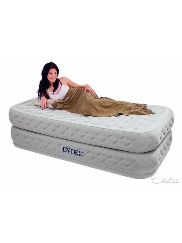 Кровать надувная со встроенным насосом 99х191х51 см, Twin Supreme, Intex 66964