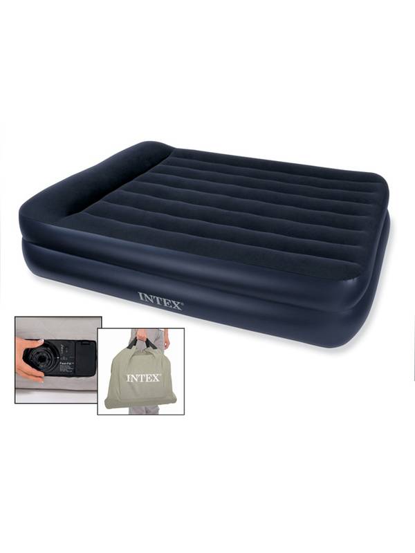 Надувная кровать со встроенным насосом 152х203х42 см, Queen, Intex 66702