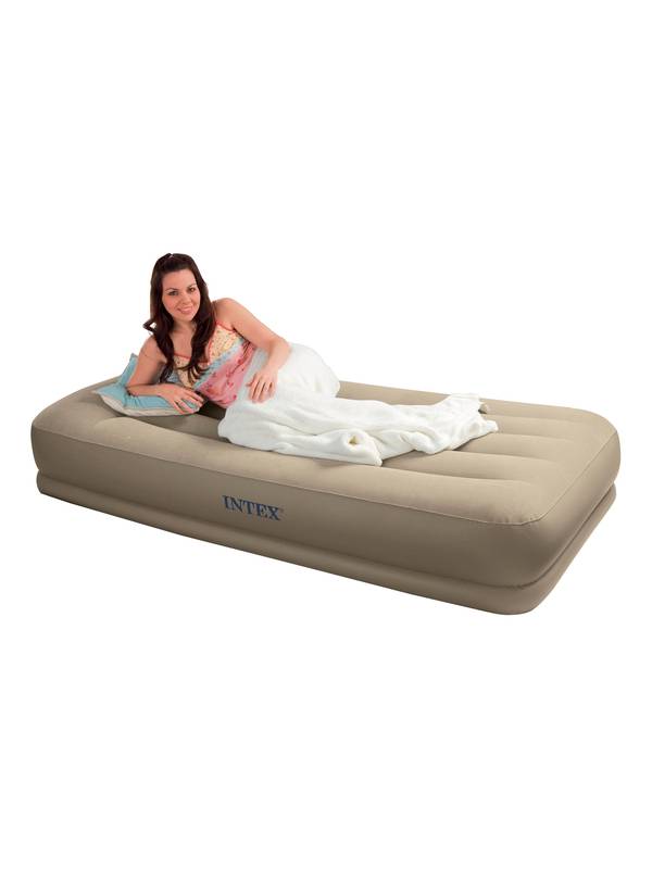 Надувная кровать со встроенным насосом 191х99х35 см, Twin Pillow, Intex 67742