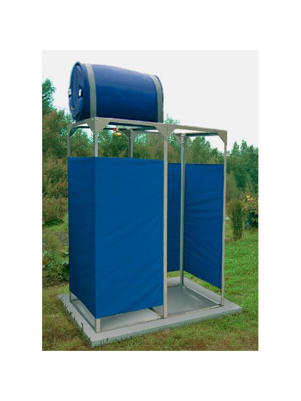 Душ для дачи "Садовый" с баком на 220 л и подогревом (кабина 1,6х0,8 м, обтяжка, тамбур)