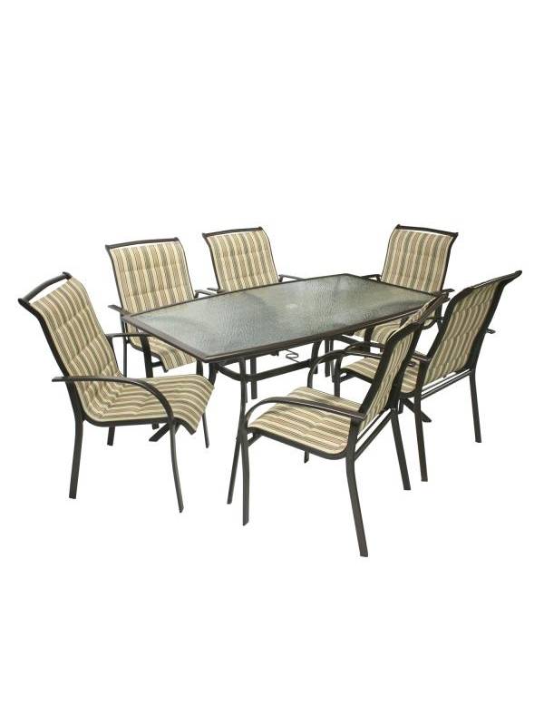 Комплект OTTAWA Стол и 6 стульев, цвет: коричнево-бежевая полоска, 11740