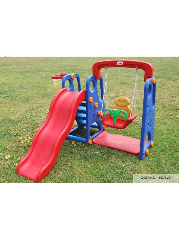 Горка пластиковая с кольцом и качелями Sundays QC-05013