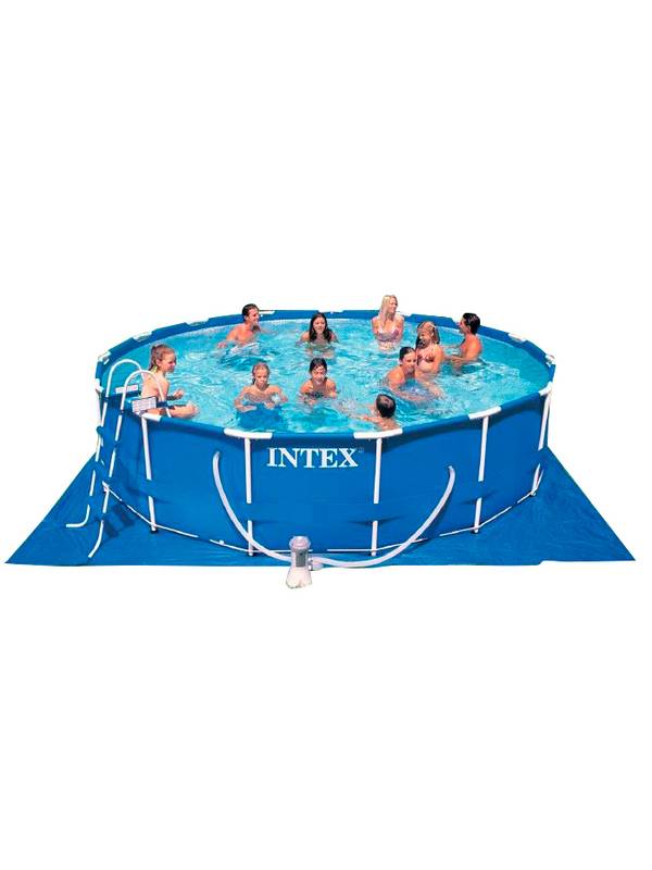 Каркасный бассейн Intex Metal Frame 28228NP 457x84 см + фильтр-насос, лестница, подстилка, покрывало