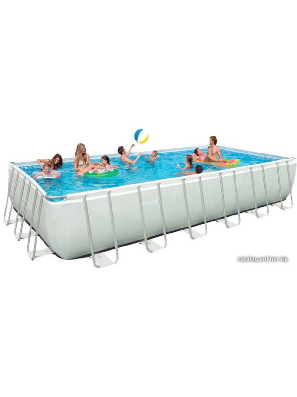 28362/54984 Каркасный прямоугольный бассейн Ultra Frame 732x366x132 см Intex+ фильтр-насос, лестница, подстилка, покрывало