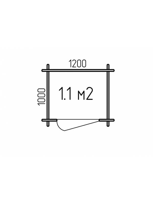Туалетная кабина из дерева Vaski 1х1,2 брус 34 мм