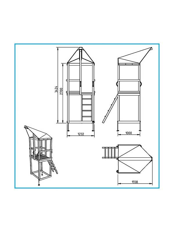 Набор для строительства детской площадки FOYER (крепежные изделия, скат, подробный проект выпилки)