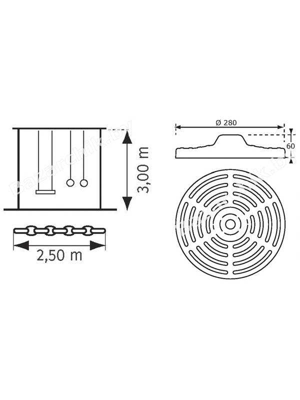 Сиденье-диск резиновое с цепью для канатной дороги