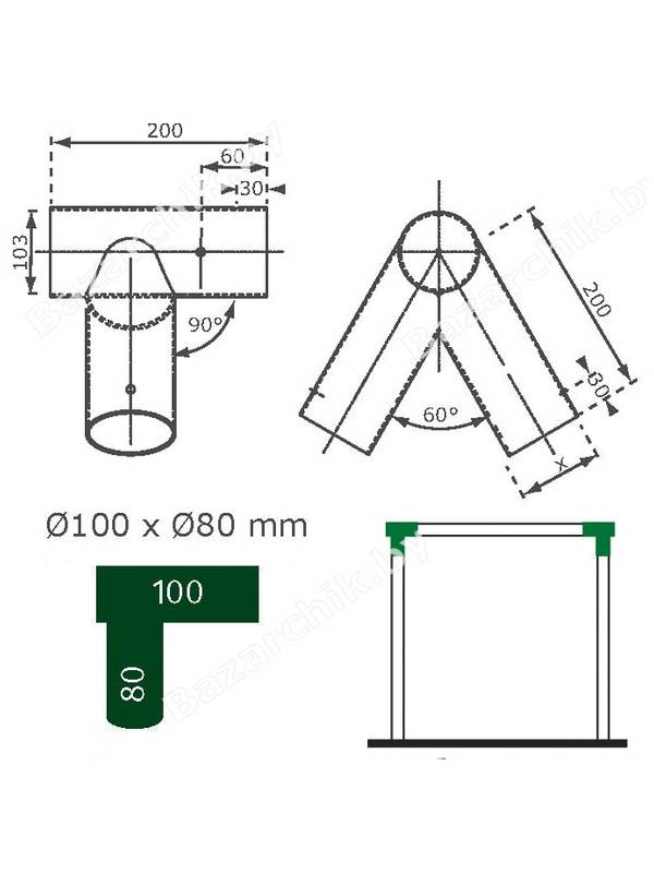 Уголок прямой для балки 100 х 80 мм
