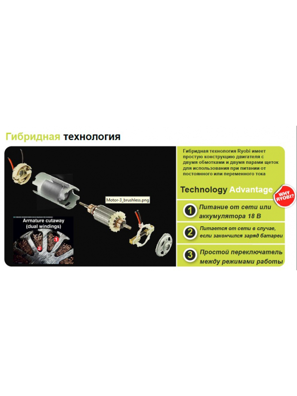 ONE + / Воздуходувка RYOBI OBL1820H гибридная (без батареи)