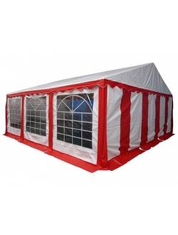 6x6м, P66201R Тент-шатер ПВХ, цвет белый с красным