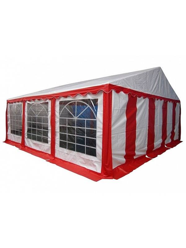 6x6м, P66201R Тент-шатер ПВХ, цвет белый с красным