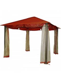 3x3 м, 09339, Газебо (шатер, беседка) SUN , каркас: алюминий, навес и боковые стенки: полиэстер с PVC-покрытием, цвет: темно-красный; с противомоскит