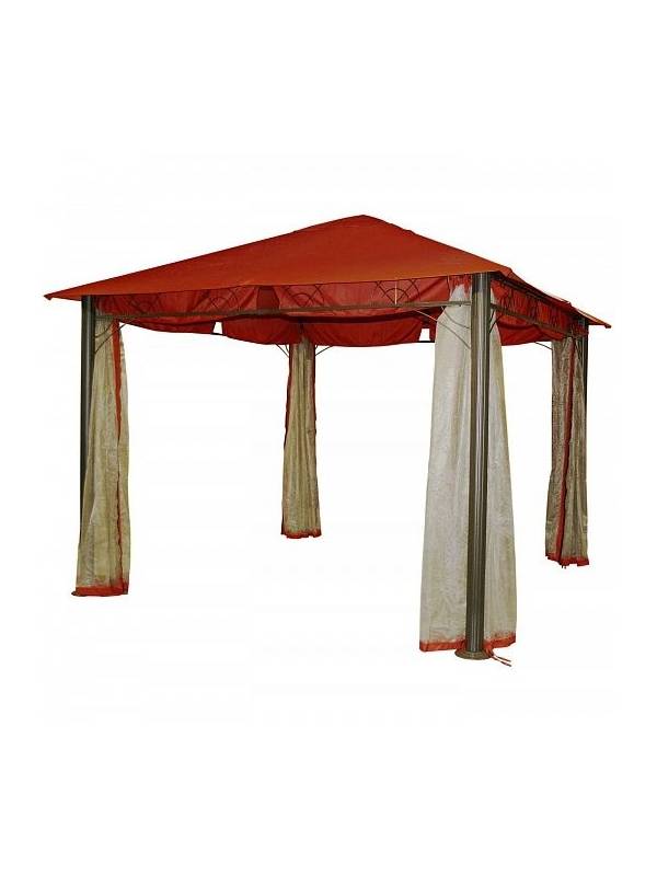 3x3 м, 09339, Газебо (шатер, беседка) SUN , каркас: алюминий, навес и боковые стенки: полиэстер с PVC-покрытием, цвет: темно-красный; с противомоскит