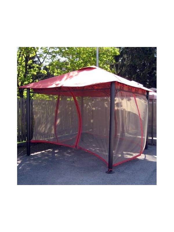 3x3 м, 09339, Газебо (шатер, беседка) SUN , каркас: алюминий, навес и боковые стенки: полиэстер с PVC-покрытием, цвет: темно-красный; с противомоскит