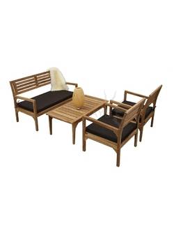 TIF-307/308/317 Комплект садовой мебели INDIA (1 диван, 2 кресла, 1 столик) Indoexim. Дерево: тик
