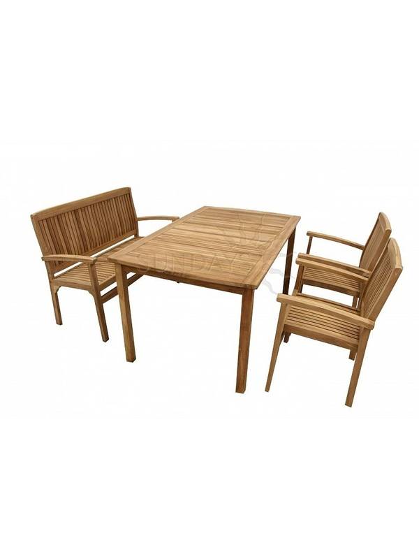 TGF-165/087/150 Комплект садовой мебели BALI (стол 150*90, скамья 120см, 2 кресла) Indoexim. Дерево: тик