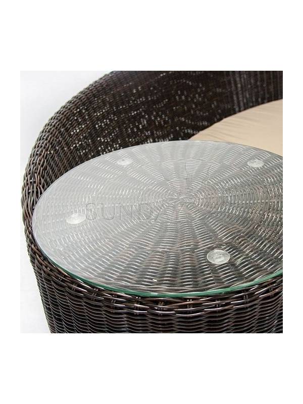 10461 Диван трансформер с приставным столиком и подушками VERDI, рама алюминий, искуственный ротанг, цвет черный