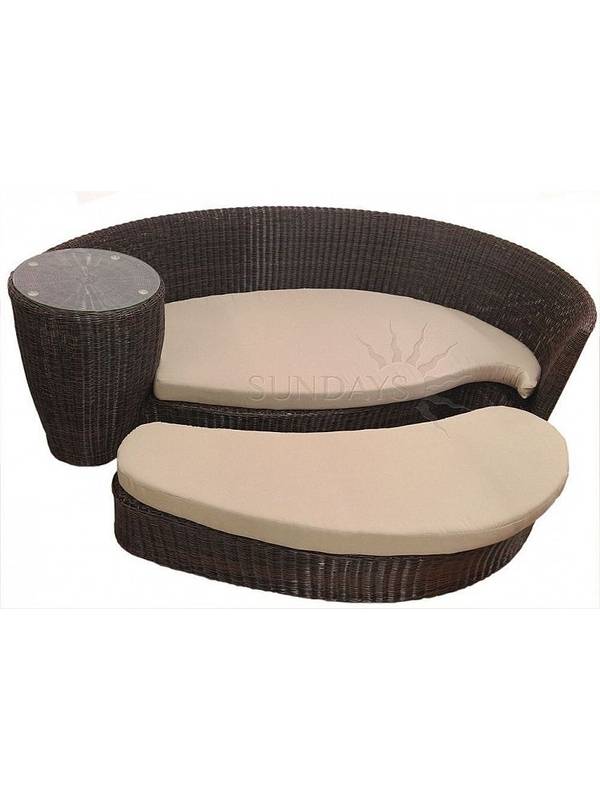 10461 Диван трансформер с приставным столиком и подушками VERDI, рама алюминий, искуственный ротанг, цвет черный