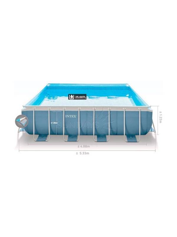 28766 Каркасный бассейн Prism Frame 488х488х122смIntex +фильтр-насос, лестница, тент, подстилка