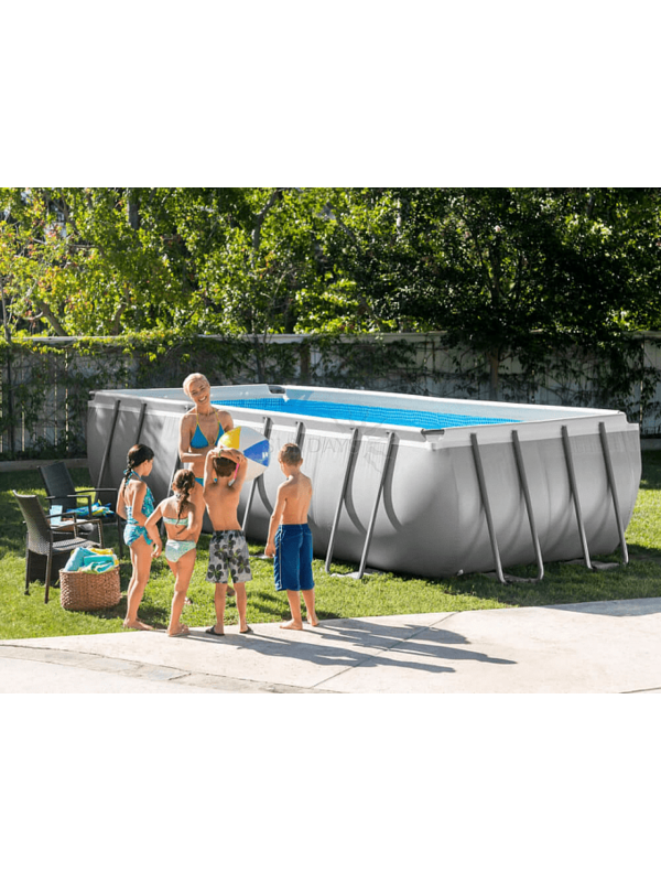 26362 Каркасный бассейн Ultra Frame 732х366х132см, Intex + песочный фильтр-насос 7900л\ч, лестница, тент, подстилка