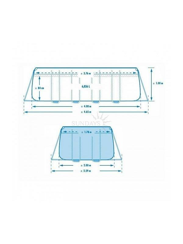 26776 Каркасный бассейн Prism Frame 400х200х100см, Intex + фильтр-насос 2006л\ч, лестница