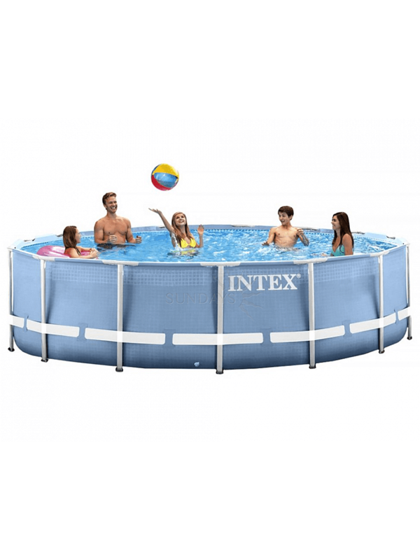 26728 Каркасный бассейн Prism Frame 457х84см, Intex + фильтр-насос 2006л\ч, лестница, тент, подстилка