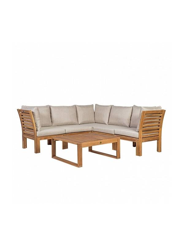 Набор садовой мебели Garden4you ALPINIA K12568 с подушками (стол и угловой диван), акация