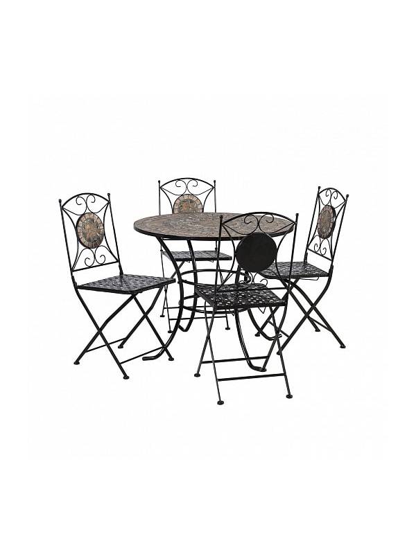 Набор садовой мебели Garden4you MOSAIC K38668 (стол, 4 стула), чёрный