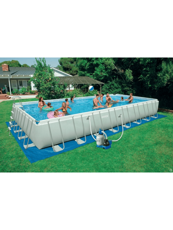 Каркасный бассейн Intex Ultra Frame 26376NP 975х488х132 см + комб.фил.-насос 10000л\ч, лестница, тент, подстилка