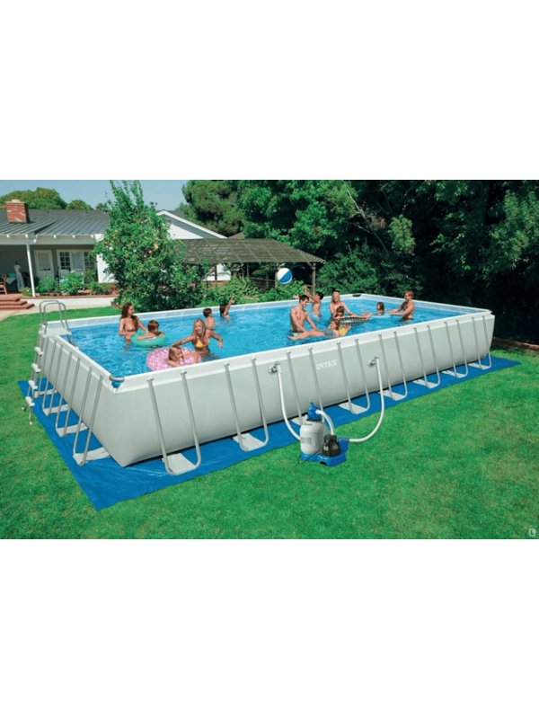 Каркасный бассейн Intex Ultra Frame 26372NP 975х488х132 см + песочн.фил.-насос 10500л\ч, лестница, тент, подстилка