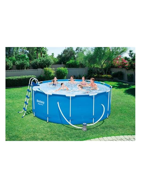 Каркасный бассейн Bestway Steel Pro Max 10250 л, 56420, 366х122 см + фильтр-насос 58383, + лестница + подложка + тент + ремкомплект