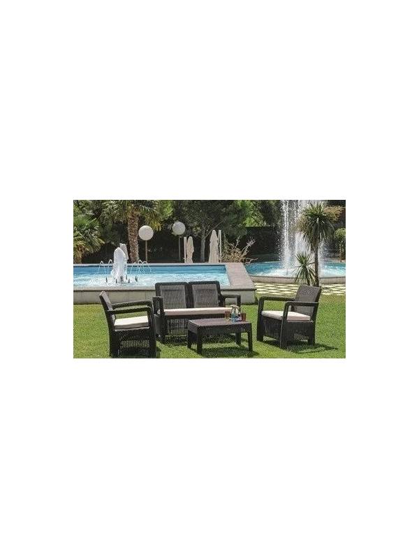 Набор мебели (диван, 2 кресла, столик) Tarifa lounge set, коричневый