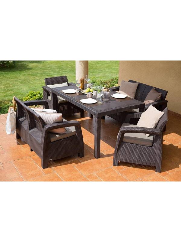 Набор уличной мебели (две двухместные скамьи, стол, два кресла) CORFU II FIESTA, капучино