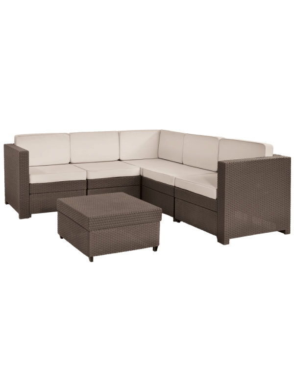 Набор уличной мебели (скамья угловая,столик) PROVENCE SET+COFFEE TBL, коричневый