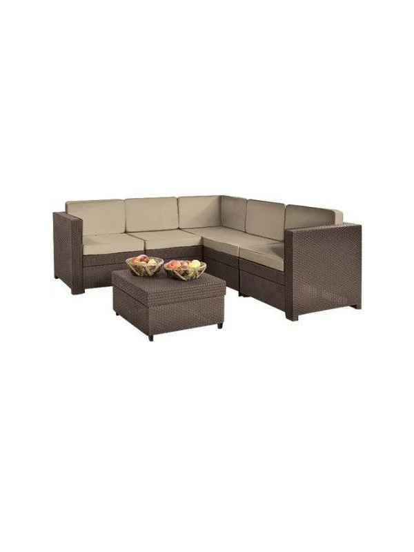 Набор уличной мебели (скамья угловая,столик) PROVENCE SET+COFFEE TBL, коричневый