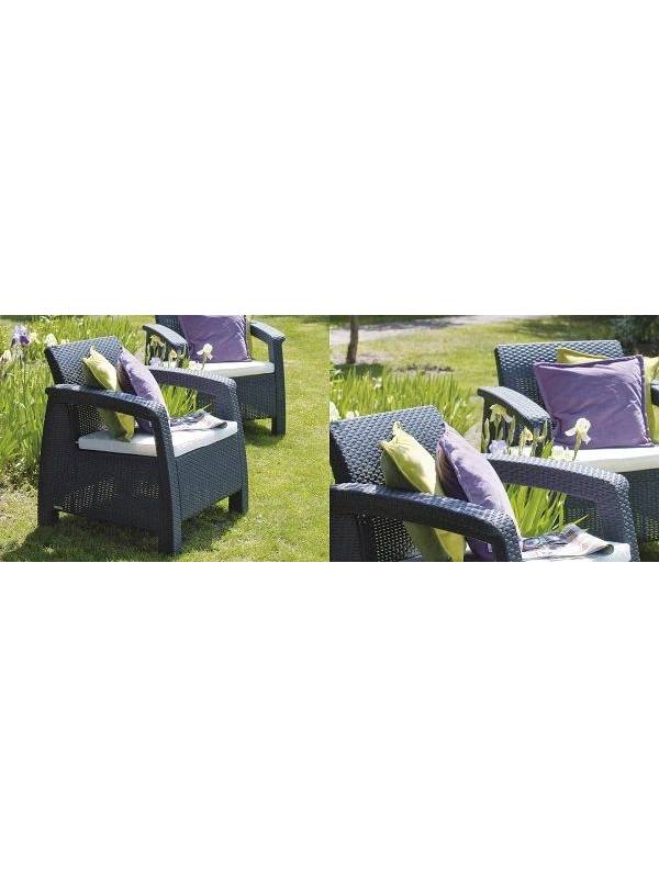 Комплект мебели Corfu Box Set (2 кресла, 1 скамья+столик), коричневый