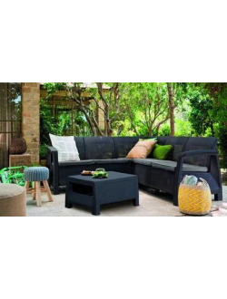 Набор уличной мебели (скамья угловая, столик) Сorfu Relax Set, графит