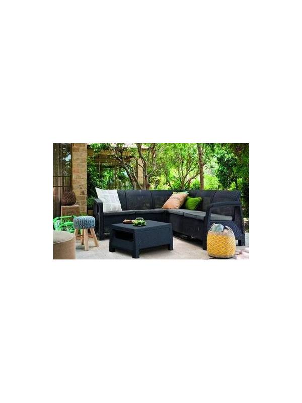 Набор уличной мебели (скамья угловая, столик) Сorfu Relax Set, графит
