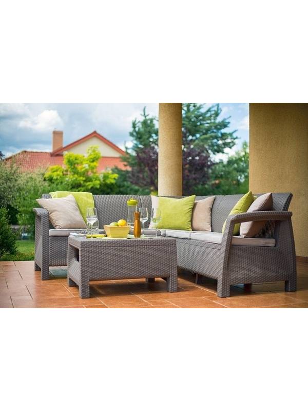 Набор уличной мебели (скамья угловая, столик) CORFU II RELAX SET, капучино