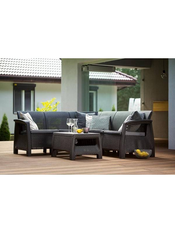 Набор уличной мебели (скамья угловая, столик) CORFU II RELAX SET, капучино