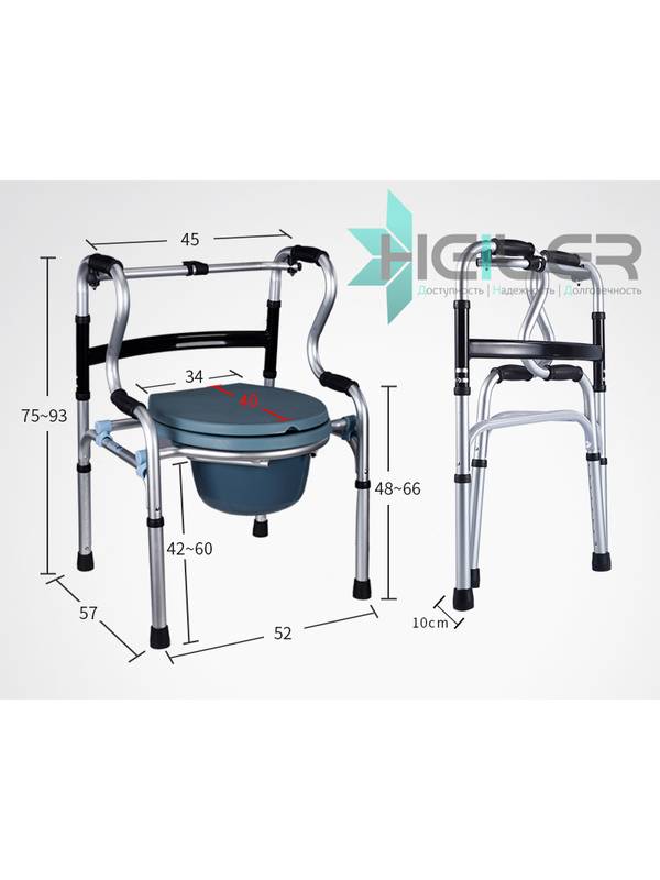 Кресло-туалет Heiler Transformer 2в1 Hr103T