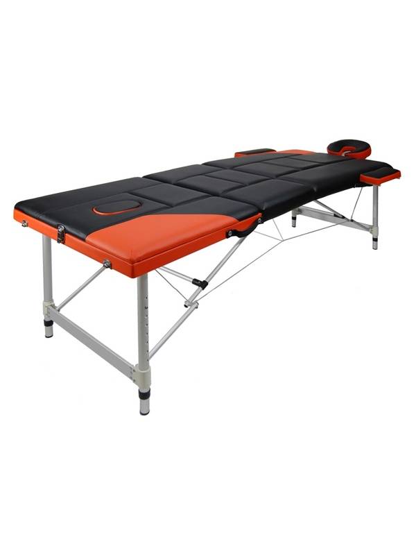 Массажный стол складной 3-х секционный алюминиевый 70см усиленная столешница Аtlas Sport черно-оранжевый