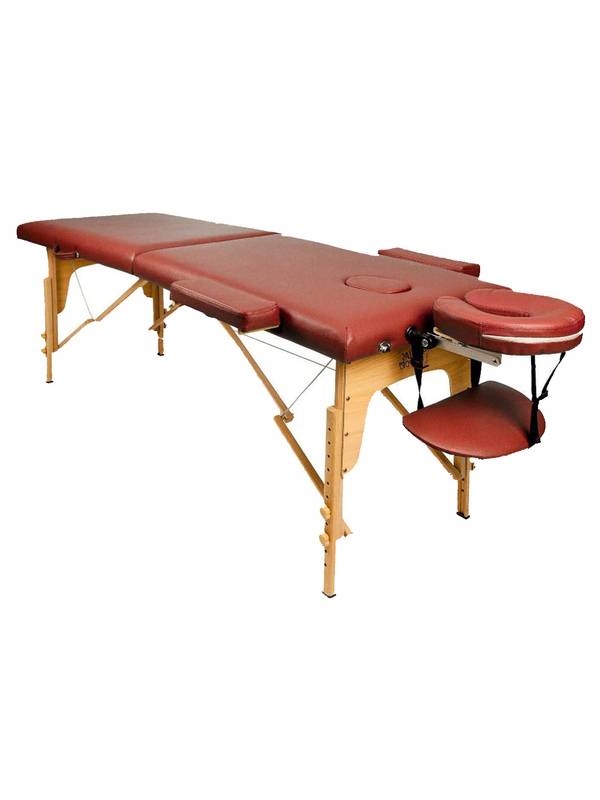Массажный стол складной 2-х секционный деревянный 60см Atlas Sport (бургунди)