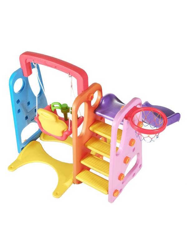 Горка пластиковая с кольцом и качелями Baby ZK016-1