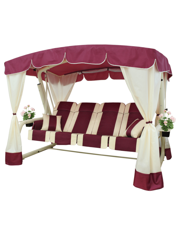 Качели садовые Эдем Люкс 76 слоновая кость+бордо