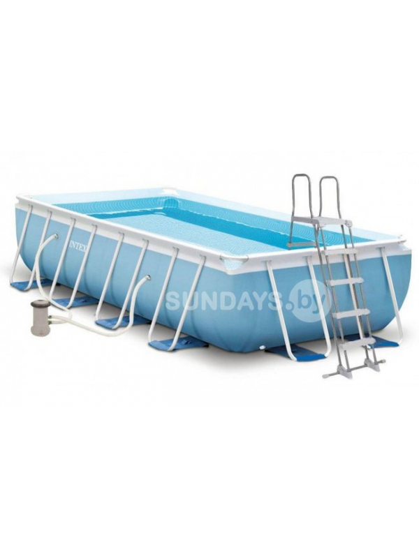 Каркасный бассейн Intex PRISM FRAME 400x200x100см +фильтр-насос 2006 л.ч, лестница