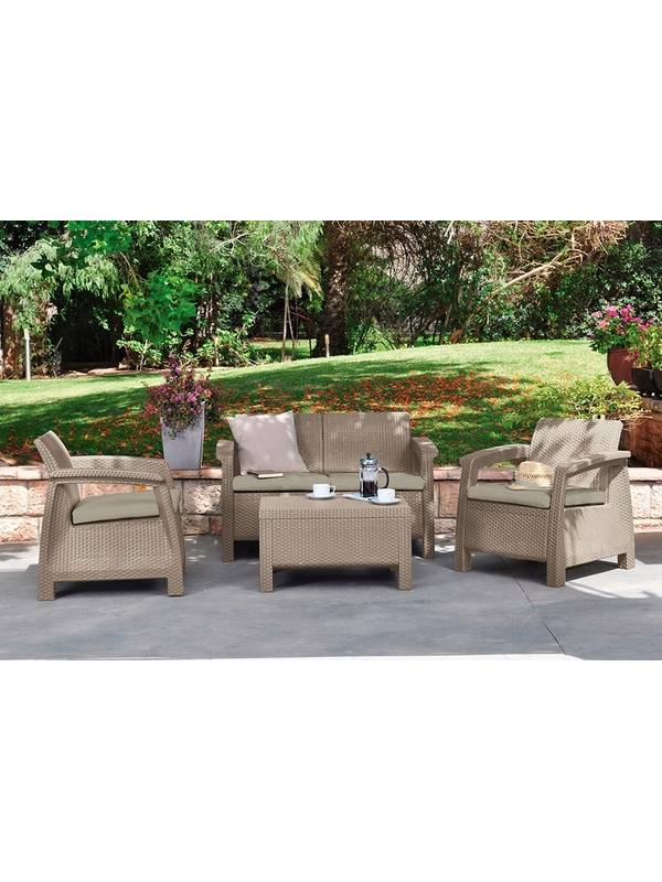 Набор уличной мебели (скамья двухместная,два кресла ,столик) CORFU II SET, капучино