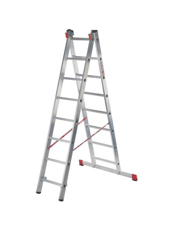 Лестница алюминиевая двухсекционная 2х8 ступеней профессиональная NV 322 Новая высота 3220208