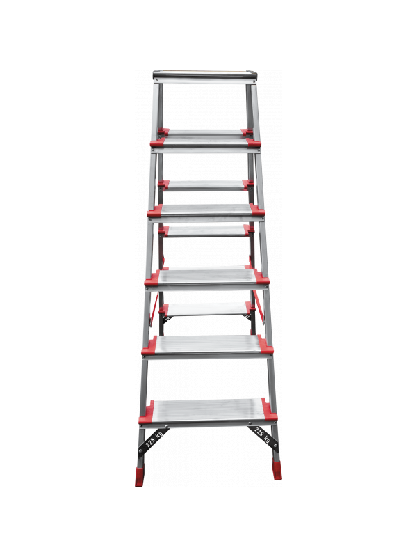 Стремянка 6 ступеней ал. 2-х сторонняя индустриальная серия NV512 Новая высота